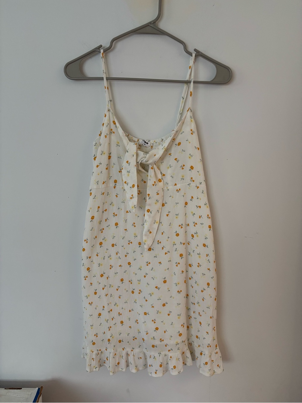 cotton on white with orange & yellow flowers floral tie front flowy mini dress 🌼